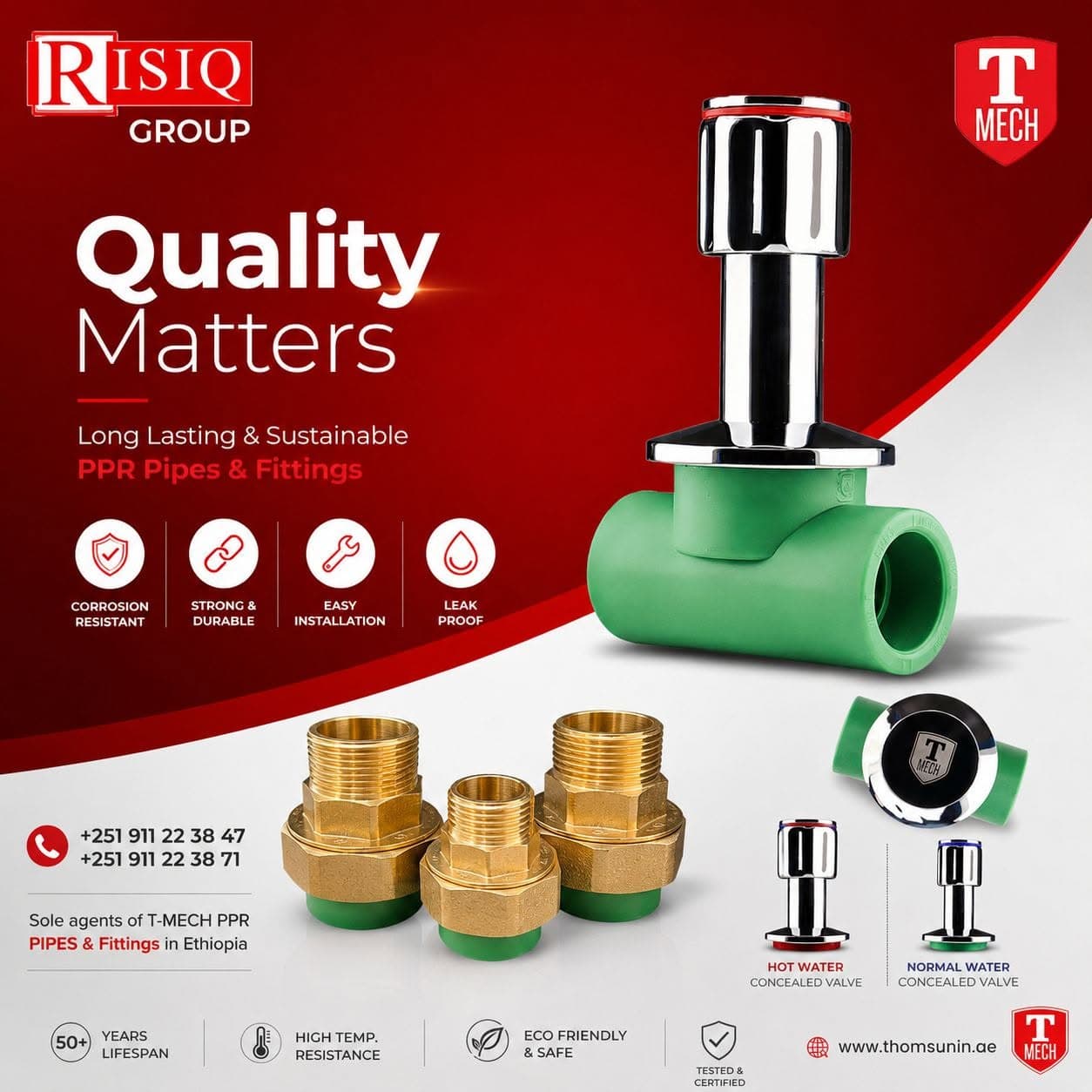 T-MECH PPR pipes and fittings, sole agent RISIQ Group